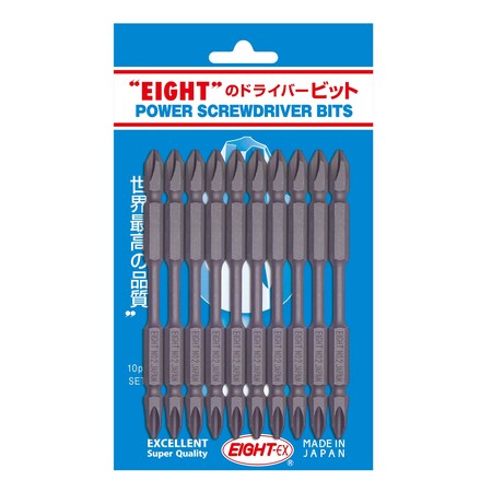 Eight Tool DOUBLE-END PH BIT 6.35MM SHANK 13MM GROOVE, PH NO.2 x 100MM OAL, 10PK EA-08 No.2 x 100